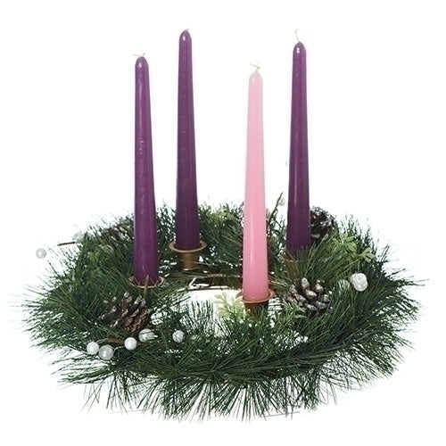 Evergreen Advent Wreath, 14" diameter