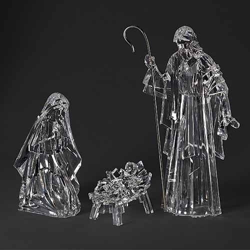 Holy Family crystal cut figures, 3 pcs., 15.5" tall