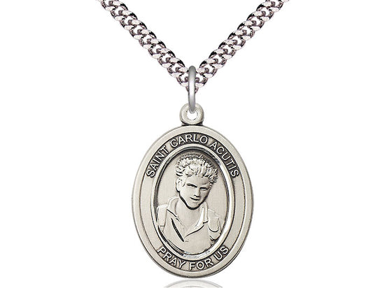 Saint Carlo Acutis medal S4601, Sterling Silver