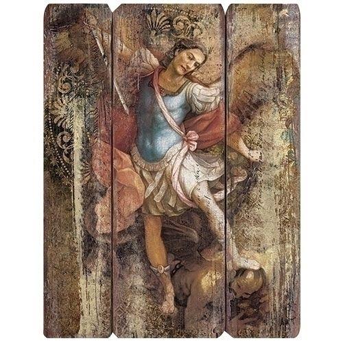 St. Michael the Archangel Tri-Panel plaque, 15" tall