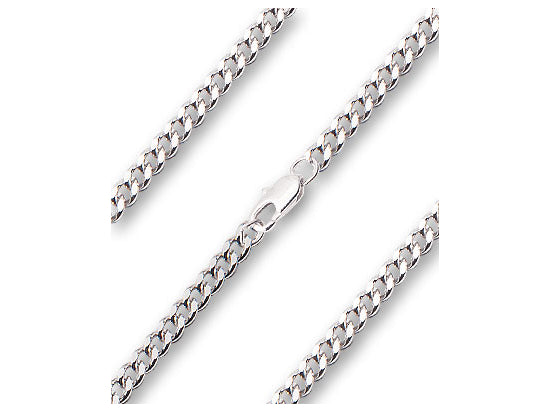 Curb Heavy Chain, 24" length with lobster claw clasp, Rhodium Plated