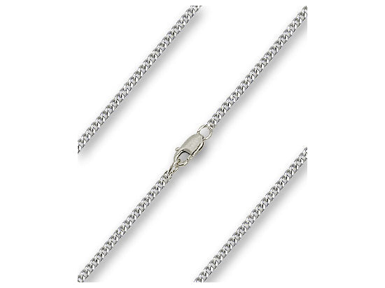 Curb Heavy Chain, 18" length with lobster claw clasp, Sterling Silver