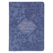 Blue Vegan Leather Zipped Journal, Inspirational Women's Notebook the Lord Will Guide Scripture, Flexible Cover, 336 Ruled Pages