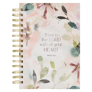 Purple Journal with Scripture, Floral, Trust in the Lord, Large Bible Verse Notebook, 192 Ruled Pages, Prov. 3:5 Bible Verse