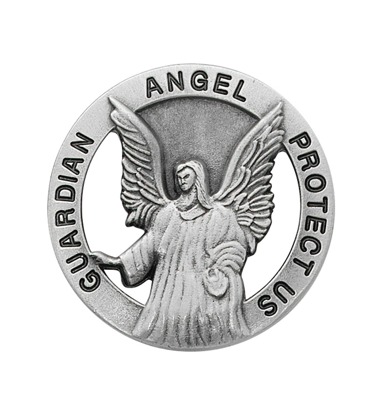 Guardian Angel Visor Clip, Pewter, Large Round