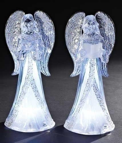 Angel with Bird or Angel with Book statue, LED, 8.75" tall