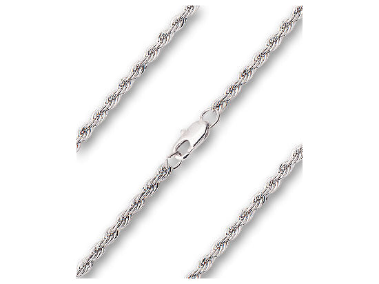 French Rope Chain, 18" length with lobster claw clasp, Silver Plated