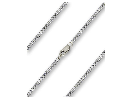 Curb Heavy Chain, 18" length with lobster claw clasp, Silver Plated