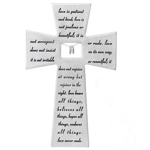 'Love is patient, Love is kind' Wedding Wall Cross, 7" tall