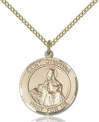 Saint Dymphna round medal S032RD2, Gold Filled