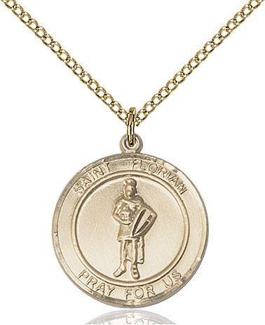 Saint Florian round medal S034RD2, Gold Filled