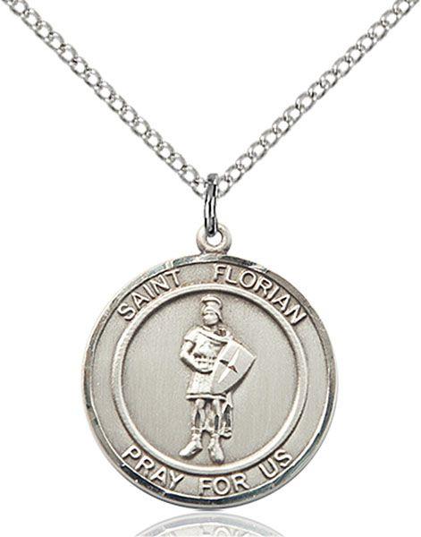 Saint Florian round medal S034RD1, Sterling Silver