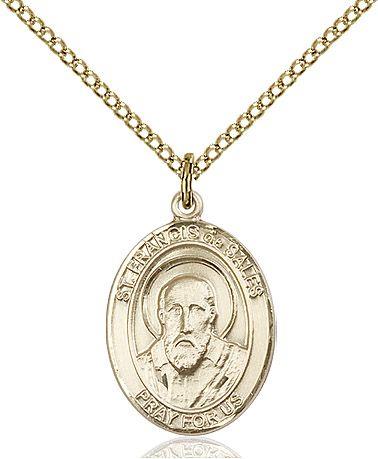 Saint Francis de Sales medal S0352, Gold Filled