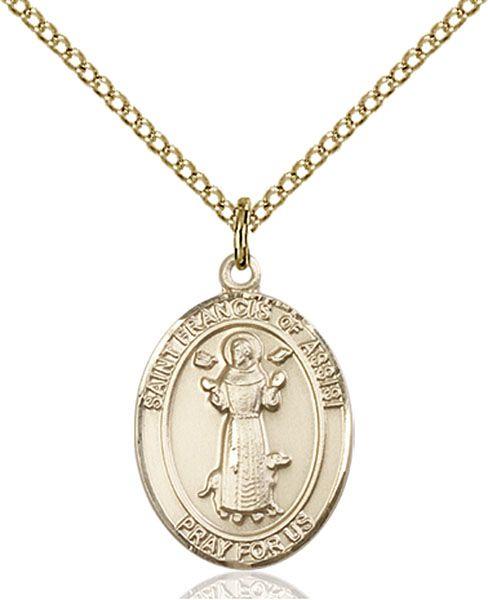 Saint Francis of Assisi medal S0362, Gold Filled