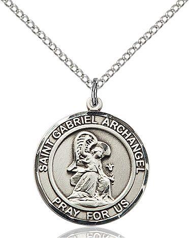 Saint Gabriel the Archangel round medal S039RD1, Sterling Silver