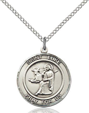 Saint Luke the Apostle round medal S065RD1, Sterling Silver