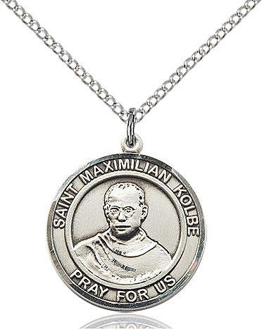 Saint Maximilian Kolbe round medal S073RD1, Sterling Silver