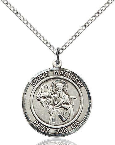 Saint Matthew the Apostle round medal S074RD1, Sterling Silver