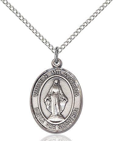 Virgen Milagrosa Español medal S078SP1, Sterling Silver