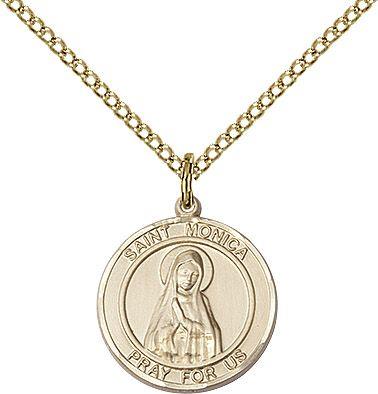 Saint Monica round medal S079RD2, Gold Filled