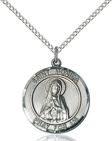 Saint Monica round medal S079RD1, Sterling Silver