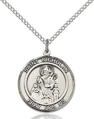 Saint Nicholas round medal S080RD1, Sterling Silver