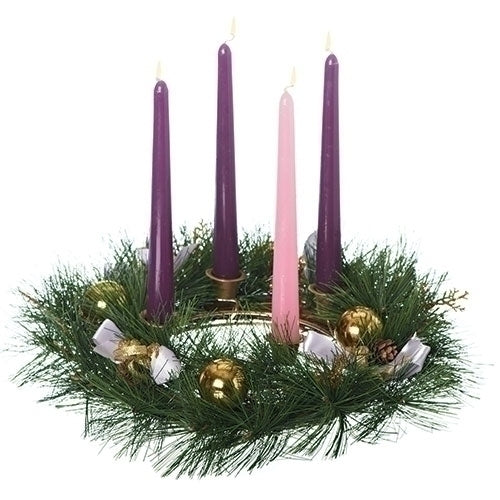 Evergreen Ribbon Advent Wreath, 12" diameter