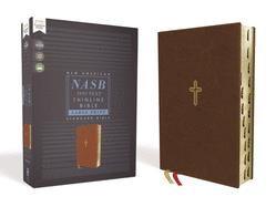 NASB Thinline Bible, Large Print, Leathersoft, Brown, Red Letter Edition, 1995 Text, Thumb Indexed, Comfort Print