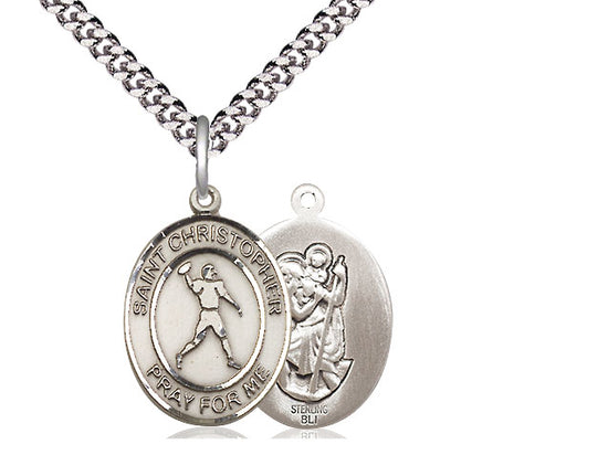 .Football with Saint Christopher medal S1511, Sterling Silver