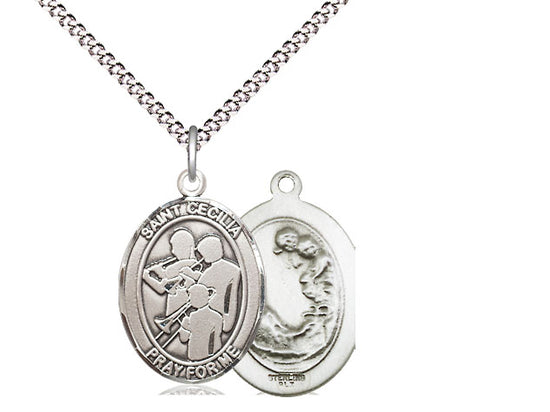 Marching Band with Saint Cecilia medal S1791, Sterling Silver