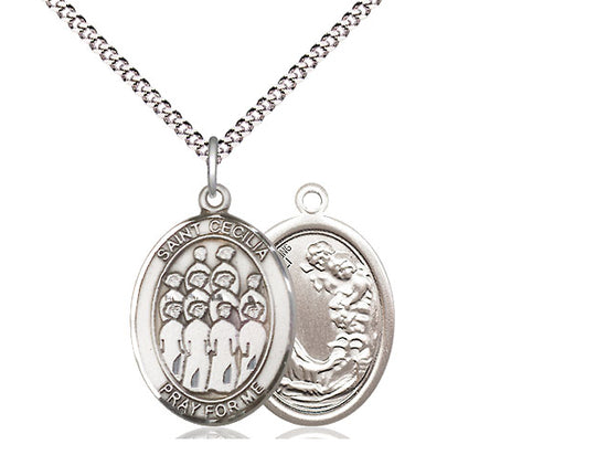 Choir with Saint Cecilia medal S1801, Sterling Silver