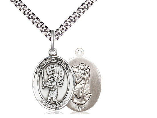 .Baseball with Saint Christopher medal S5001, Sterling Silver