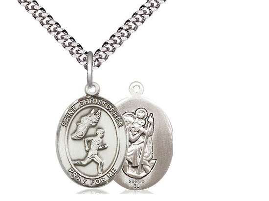 .Track & Field with Saint Christopher medal S5091, Sterling Silver