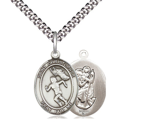 .Track & Field with Saint Christopher medal S5101, Sterling Silver