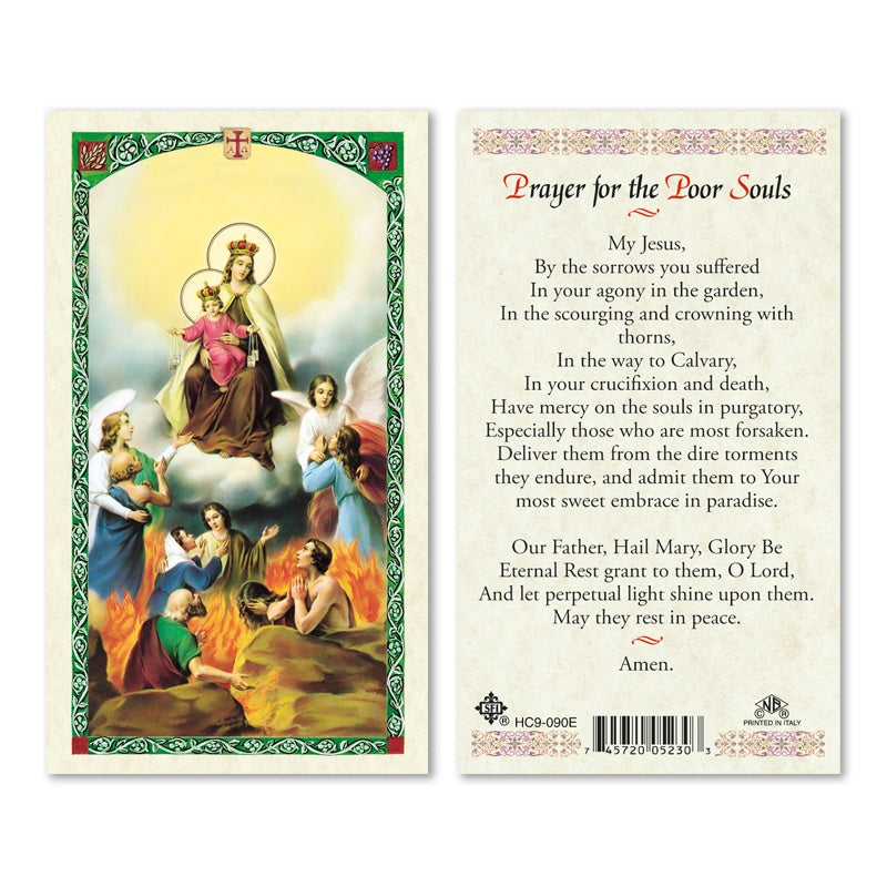 Our Lady of Mt. Carmel, Prayer for the Holy Souls holy card