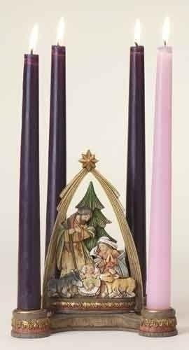 Nativity Advent Wreath, 6.25" tall