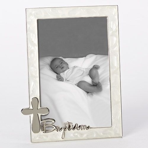 Baptism photo frame, 7" tall