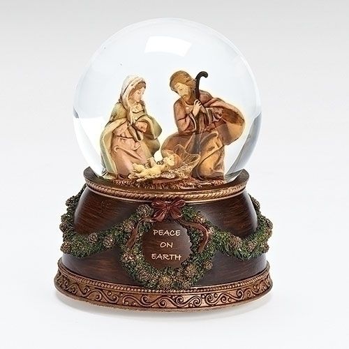 Holy Family Glitterdome Musical, 6" tall