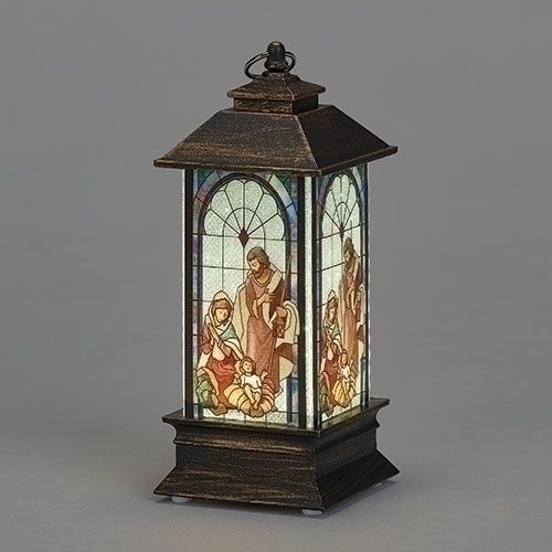 Holy Family Lantern LED ornament, 5" tall