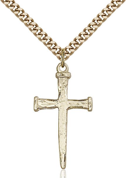 Nail Cross medal 00852, Gold Filled