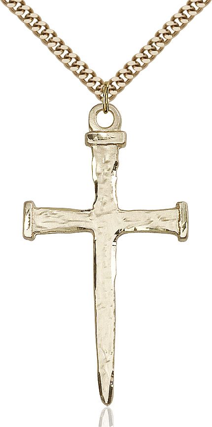 Nail Cross medal 00862, Gold Filled