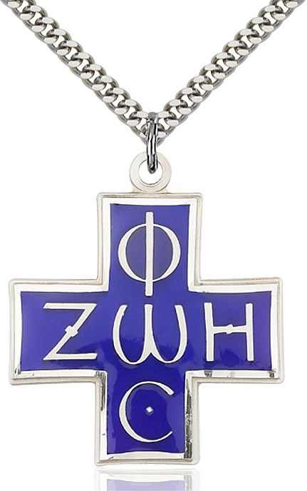 Light & Life medal 0271E1 with blue enamel, Sterling Silver