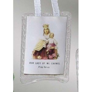 Brown Scapular with White Cord, 18" long