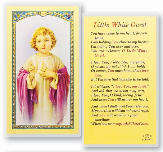 Little White Guest Holy Card