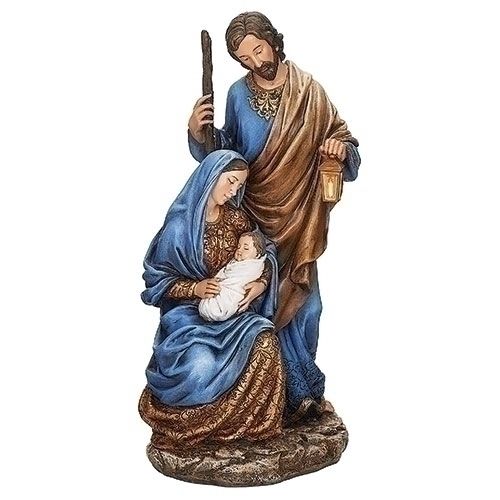 Holy Family statue, Royal Blue and Gold, 10.5" tall