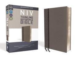 NIV, Thinline Reference Bible, Imitation Leather, Gray, Red Letter Edition, Comfort Print