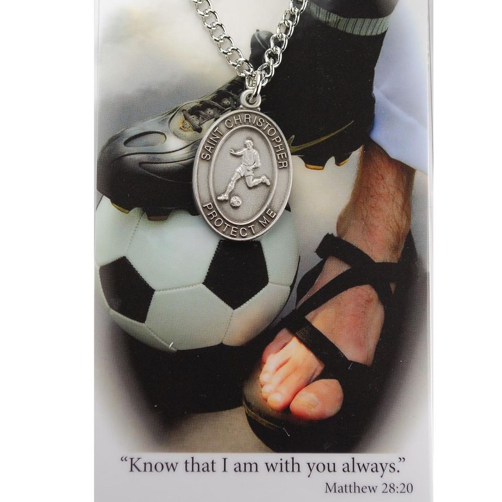 Soccer Medal with 24" chain and Prayer Card Set